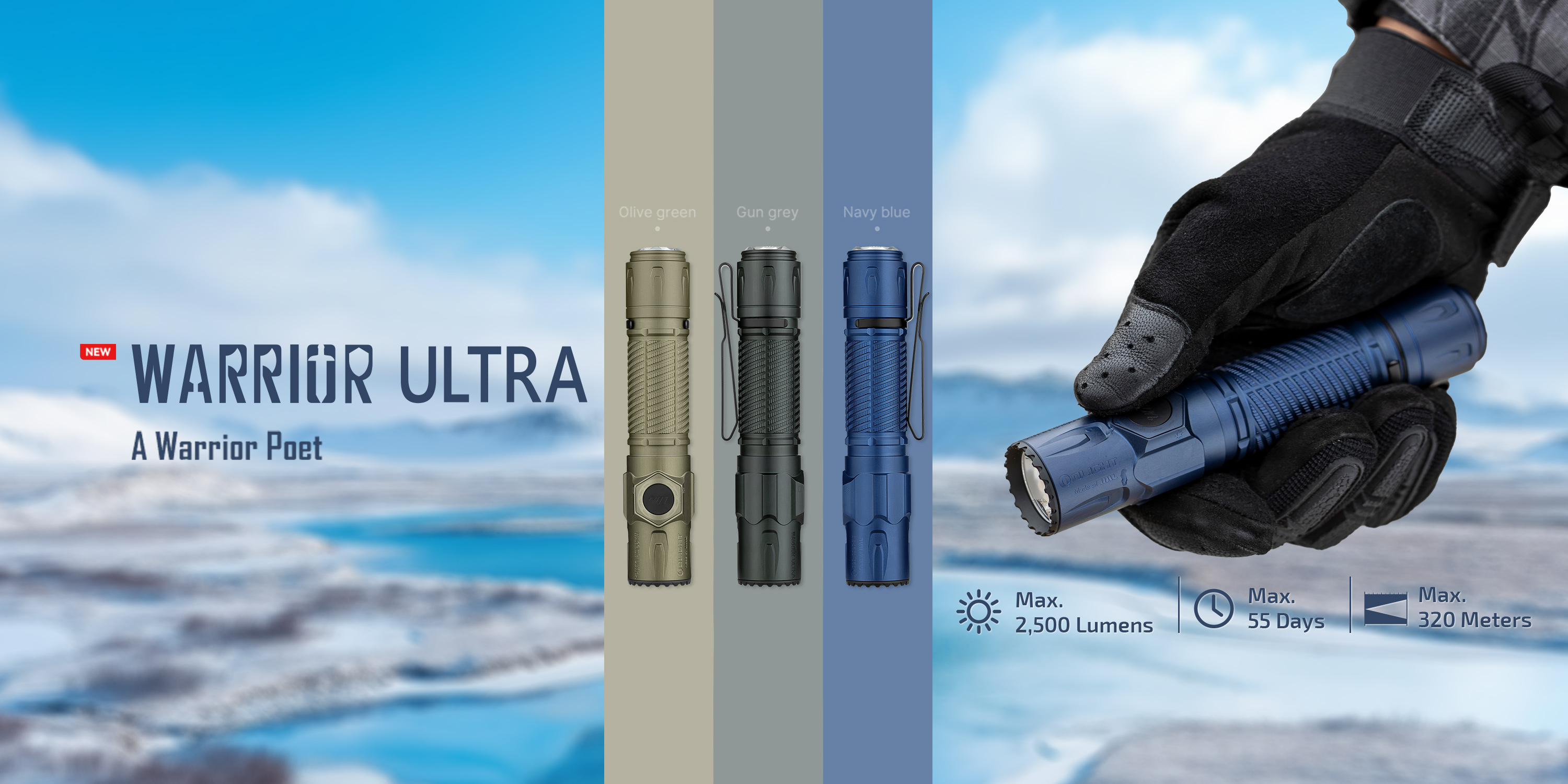 OLIGHT Warrior Ultra 2500 Lumens Tactical Rechargeable Flashlight
